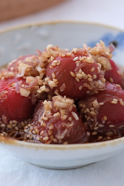 だしがジュワッと溢れる!さっぱり香味トマト