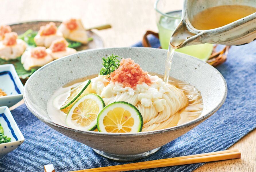 冷たいおだしで食べる！うまだし明太そうめん