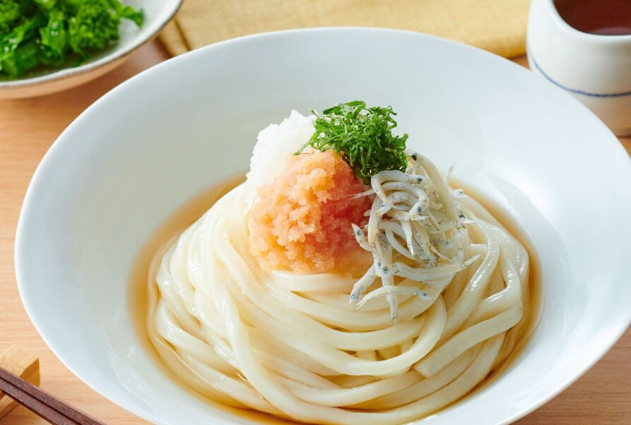 明太としらすのぶっかけうどん